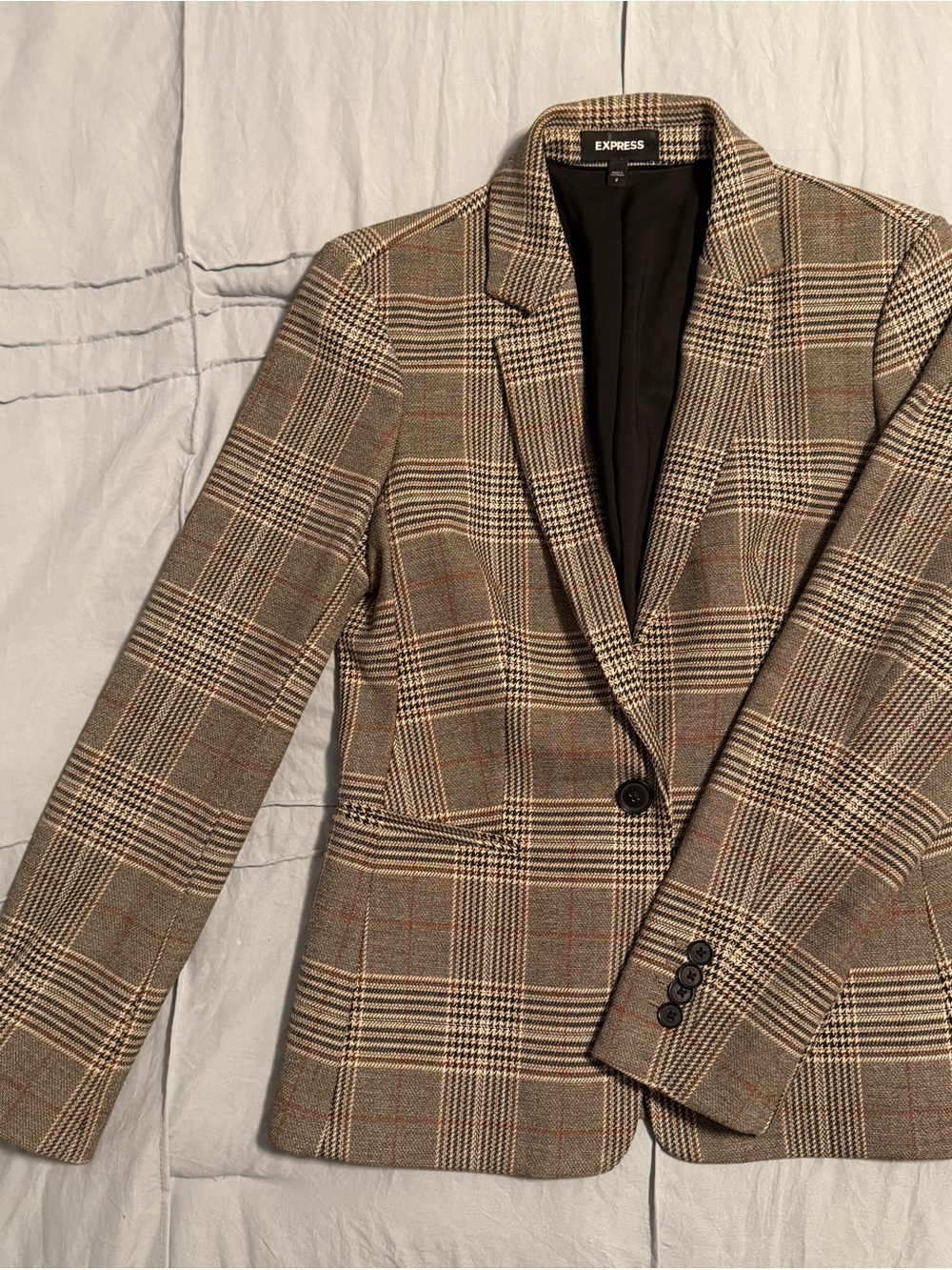 Express Women’s Plaid Blazer in Brown